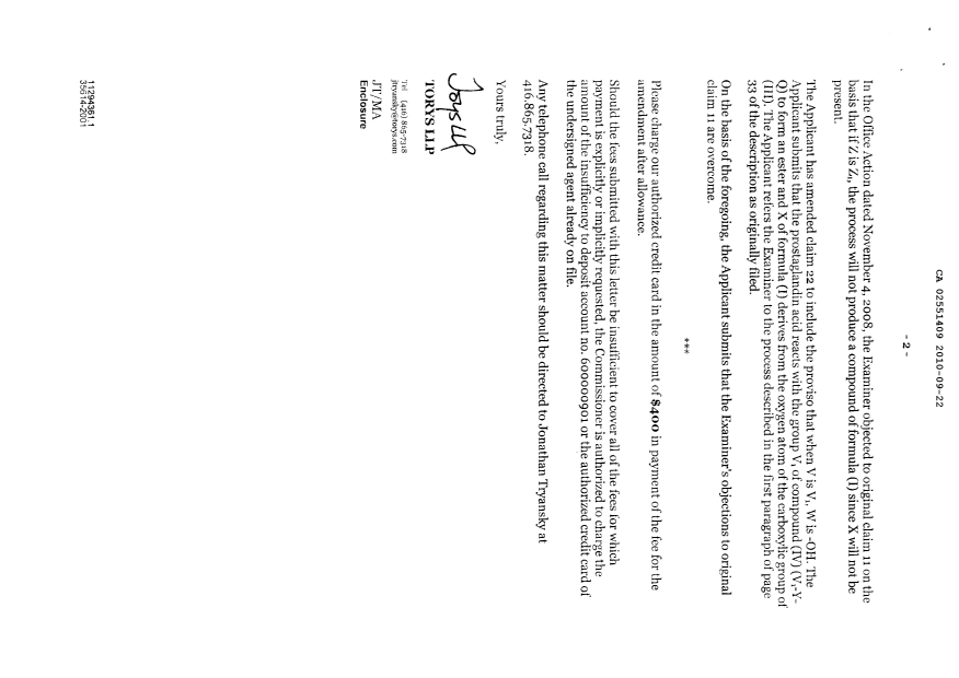 Canadian Patent Document 2551409. Prosecution-Amendment 20100922. Image 2 of 3