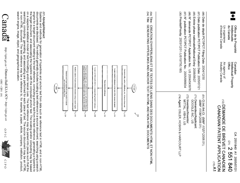 Document de brevet canadien 2551840. Page couverture 20060907. Image 1 de 1