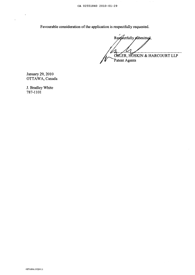 Document de brevet canadien 2551840. Poursuite-Amendment 20100129. Image 2 de 11