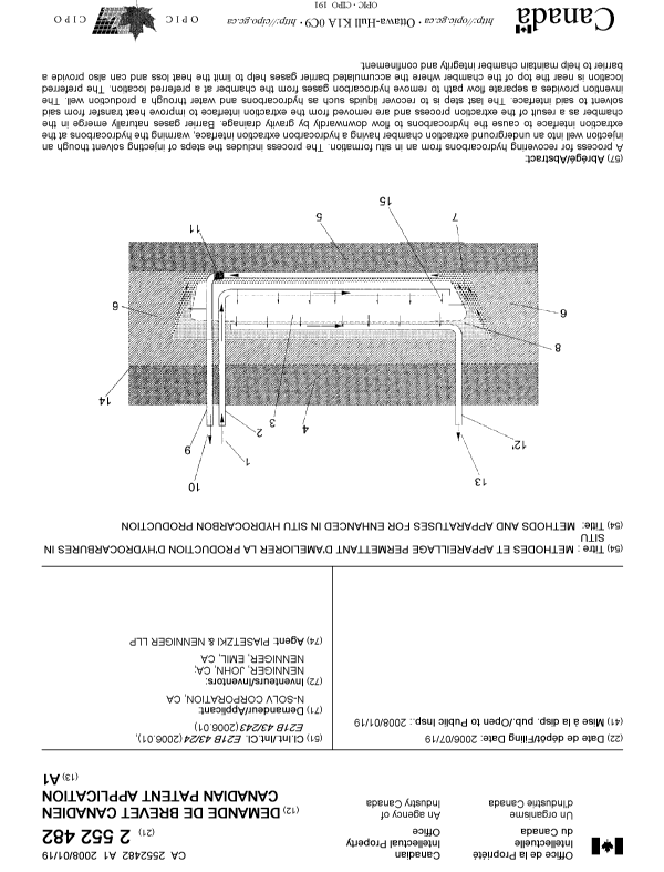 Document de brevet canadien 2552482. Page couverture 20080108. Image 1 de 1
