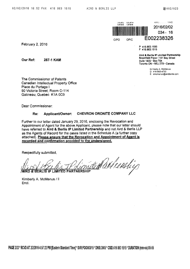 Canadian Patent Document 2554384. Correspondence 20160202. Image 2 of 23