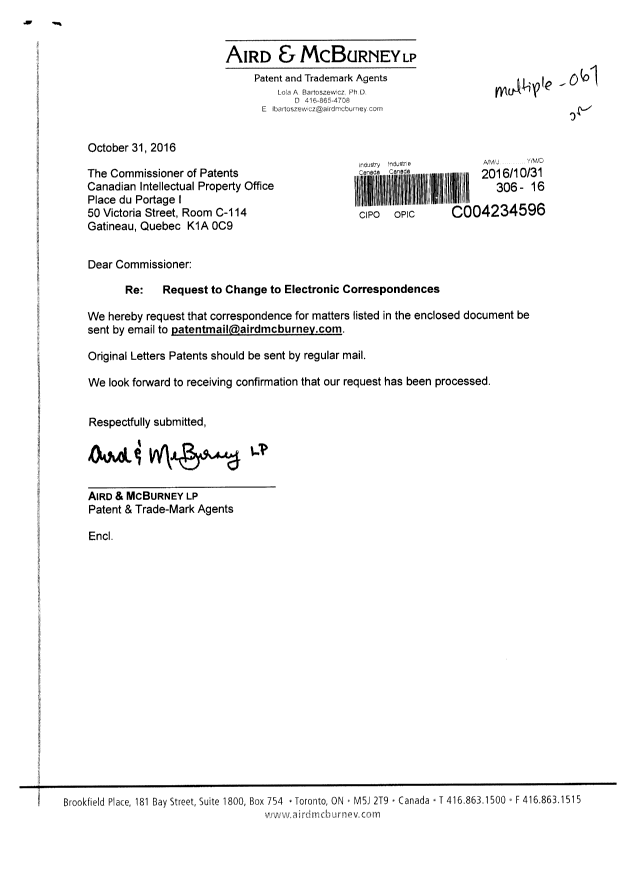 Canadian Patent Document 2554384. Correspondence 20161031. Image 1 of 3