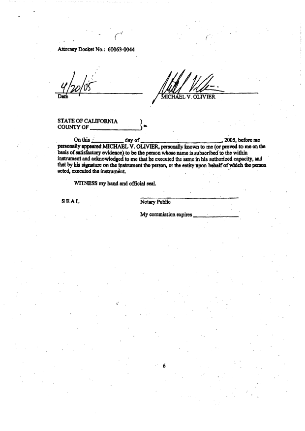 Document de brevet canadien 2554915. Cession 20061109. Image 13 de 13