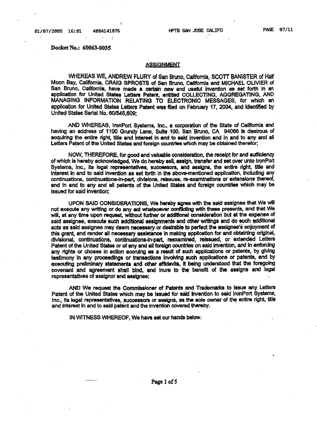 Canadian Patent Document 2554915. Assignment 20061109. Image 3 of 13