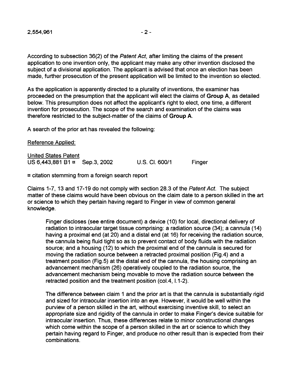 Document de brevet canadien 2554961. Poursuite-Amendment 20091209. Image 2 de 3