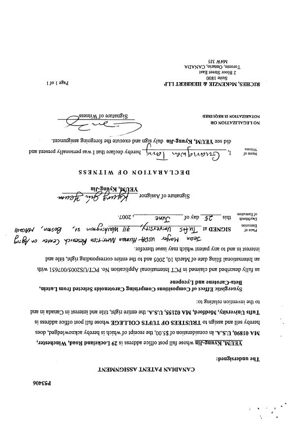 Document de brevet canadien 2556223. Cession 20061231. Image 2 de 2