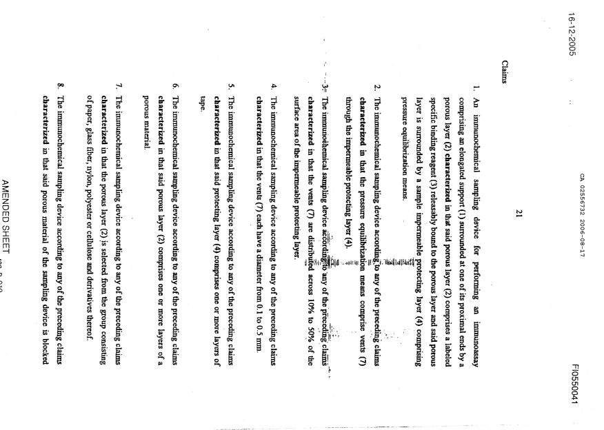 Document de brevet canadien 2556732. Revendications 20060817. Image 1 de 4