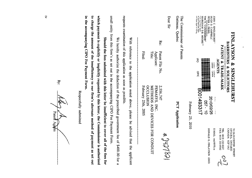 Canadian Patent Document 2556747. Prosecution-Amendment 20100225. Image 1 of 1