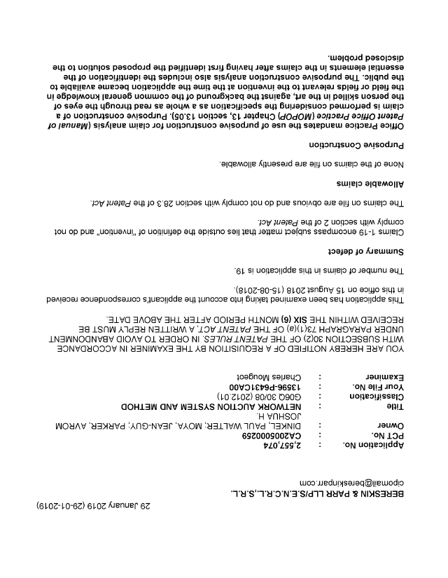 Document de brevet canadien 2557074. Poursuite-Amendment 20181229. Image 1 de 6