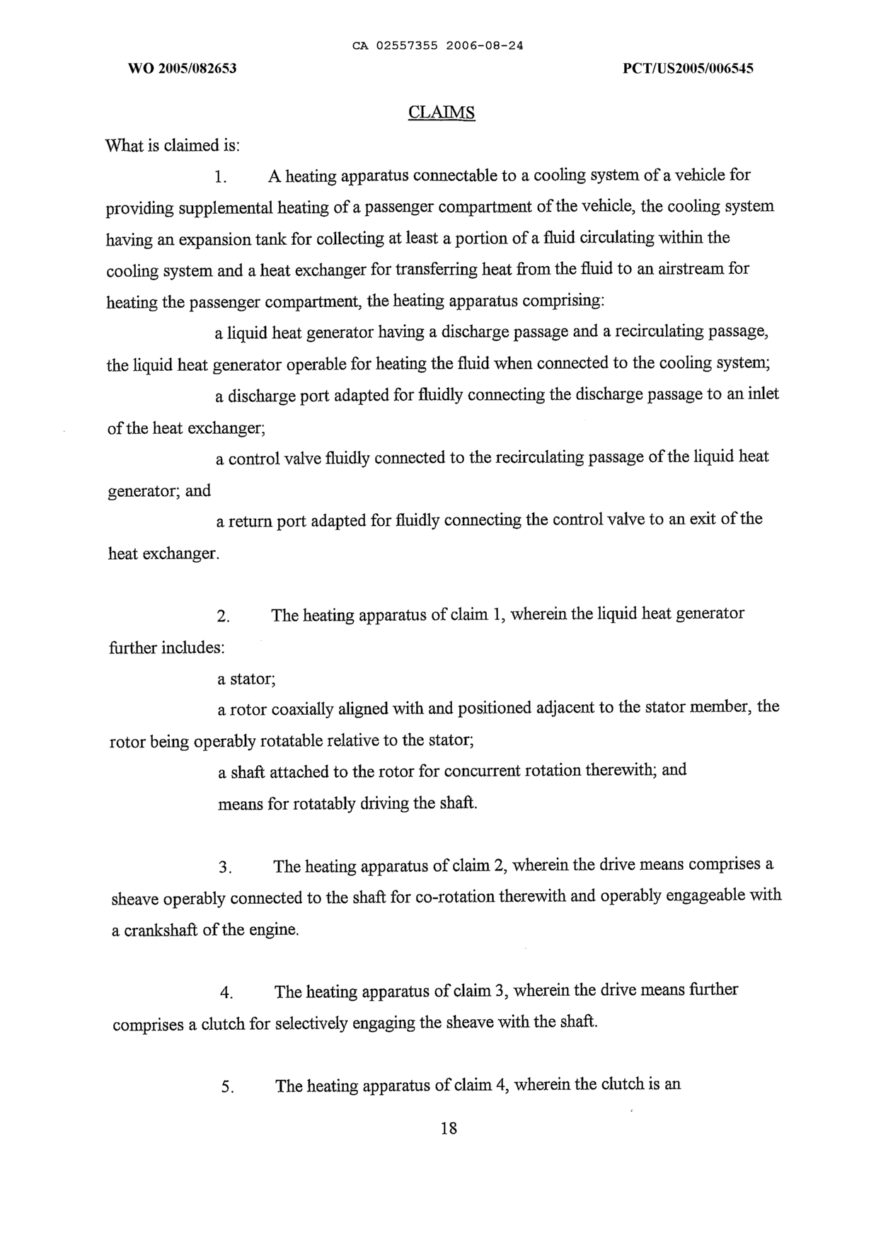 Document de brevet canadien 2557355. Revendications 20060824. Image 1 de 10