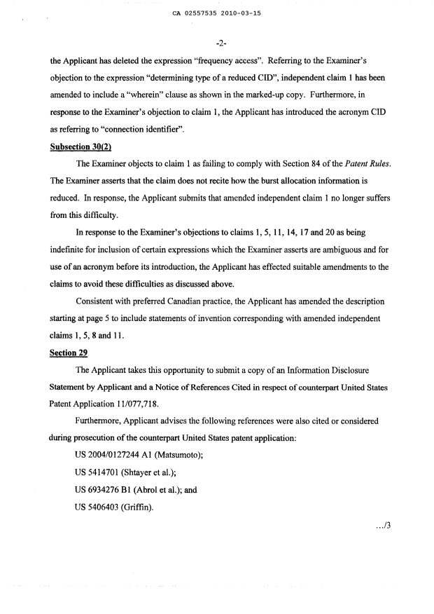 Canadian Patent Document 2557535. Prosecution-Amendment 20100315. Image 2 of 12