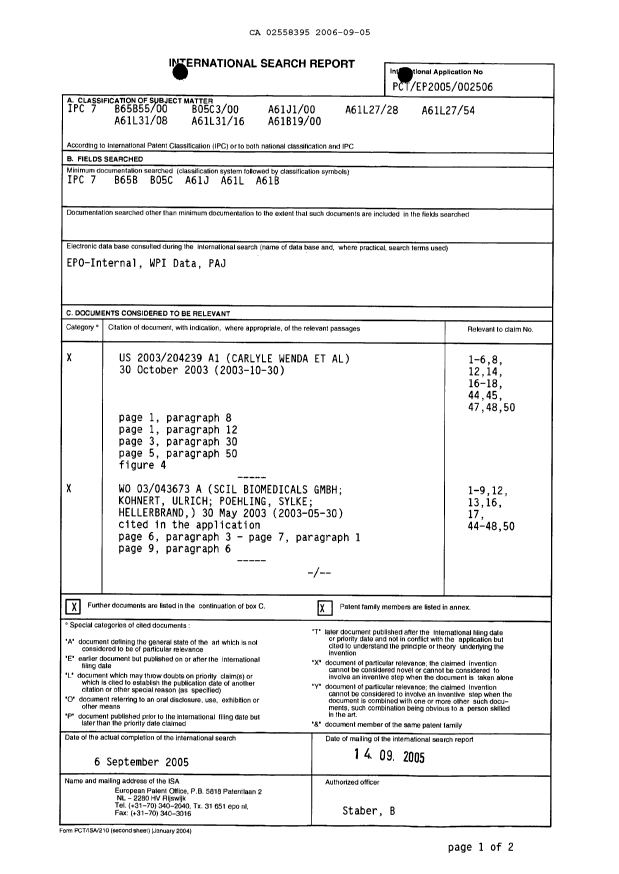Canadian Patent Document 2558395. PCT 20060905. Image 2 of 6