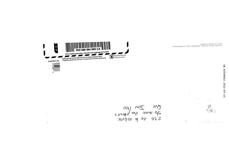 Document de brevet canadien 2558622. Taxes 20111223. Image 3 de 3