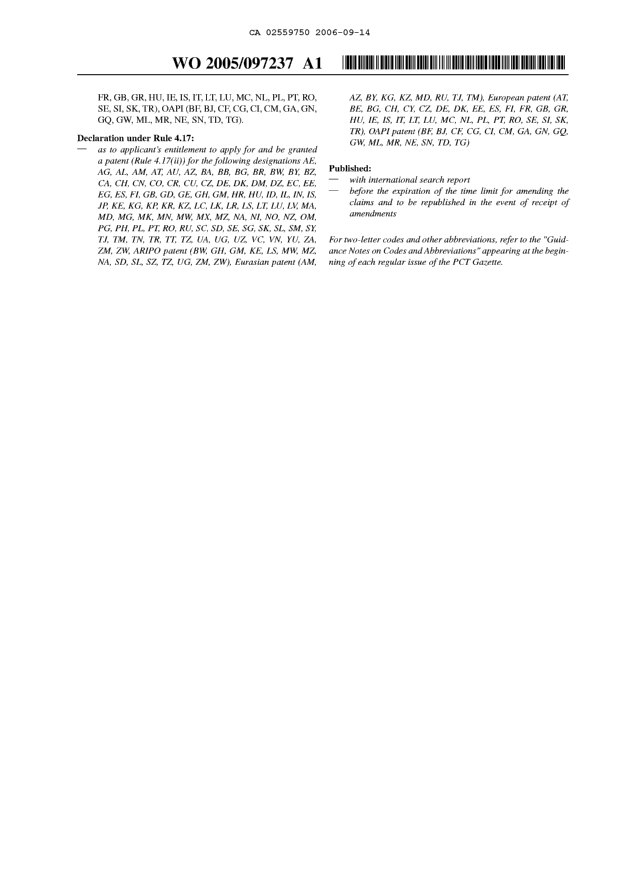 Document de brevet canadien 2559750. Abrégé 20060914. Image 2 de 2