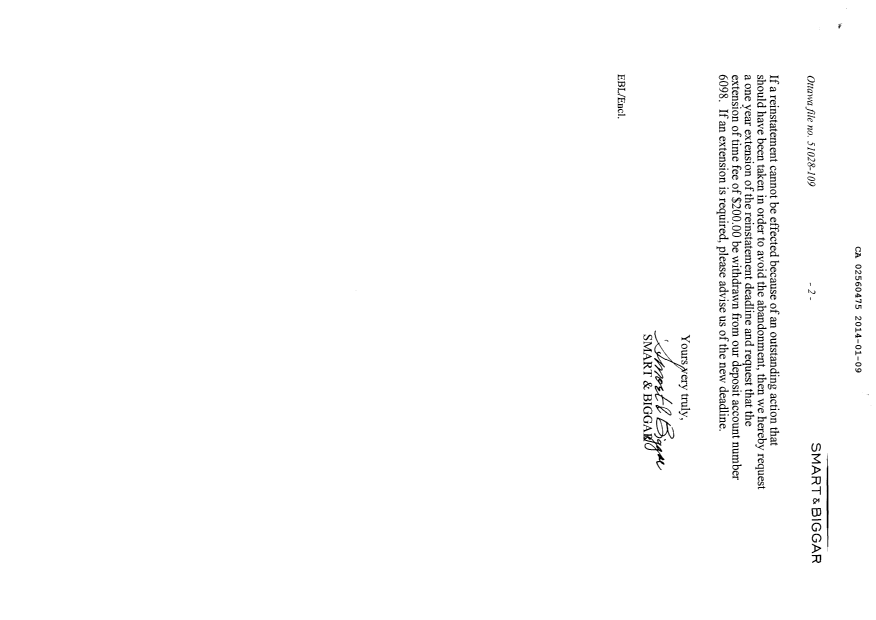 Canadian Patent Document 2560475. Correspondence 20131209. Image 2 of 2