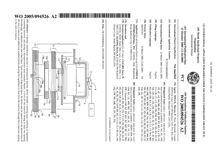 Canadian Patent Document 2560840. Abstract 20060922. Image 1 of 2
