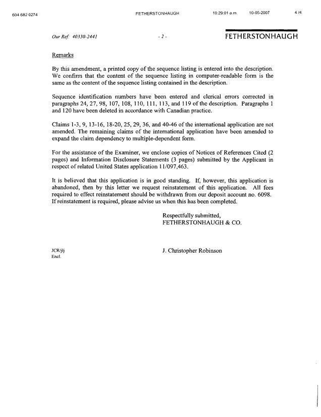 Document de brevet canadien 2560945. Poursuite-Amendment 20070227. Image 2 de 4