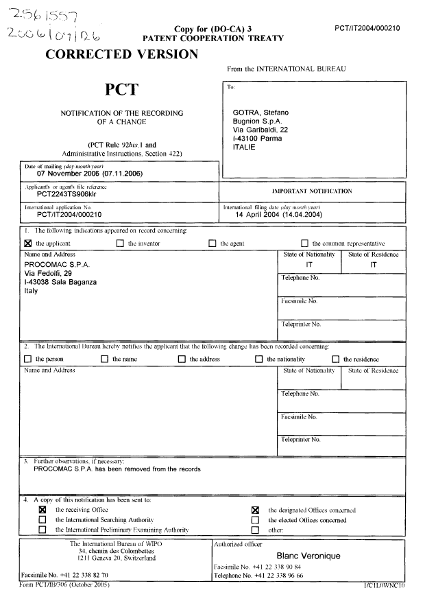 Document de brevet canadien 2561557. PCT 20060926. Image 1 de 2