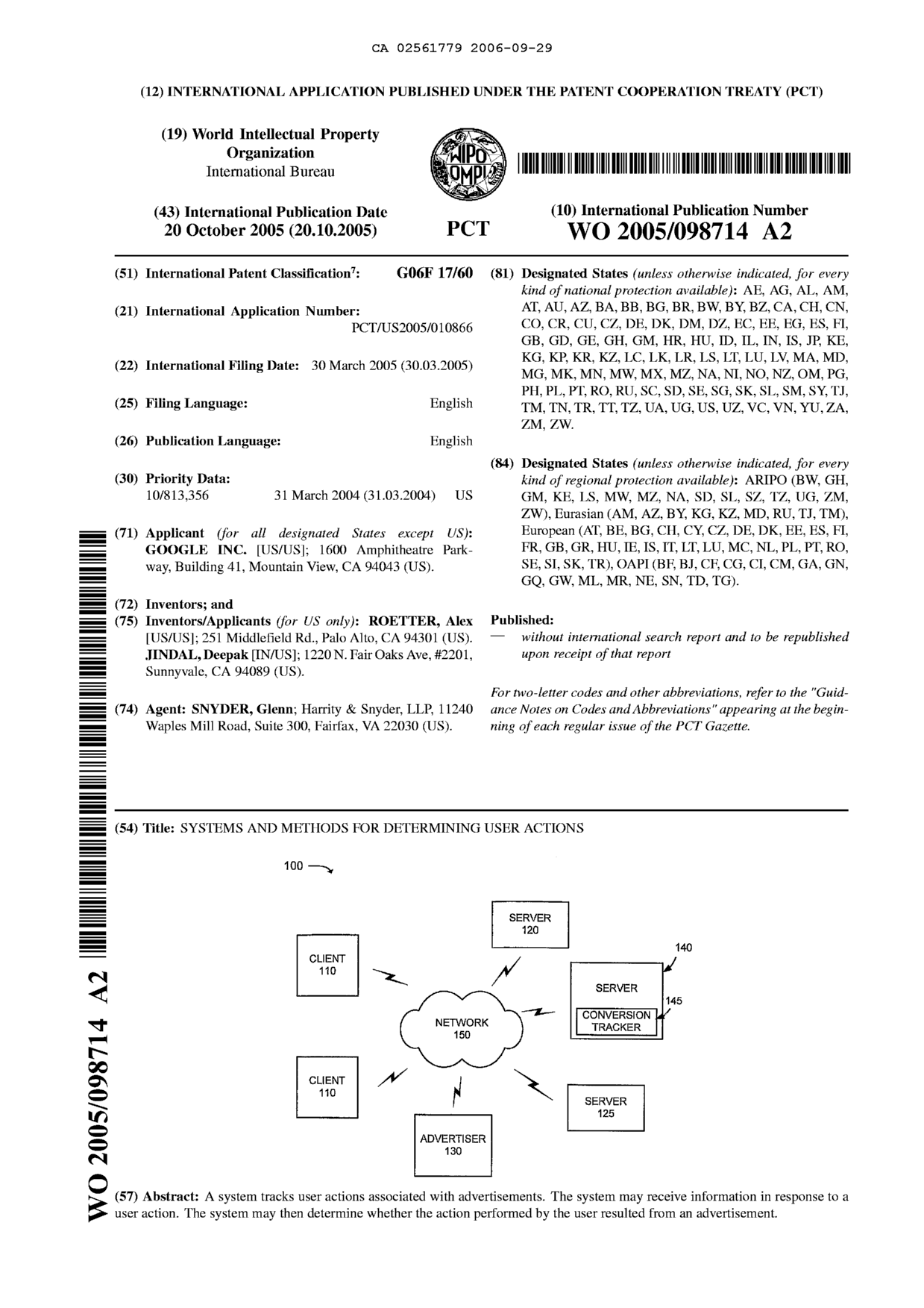 Document de brevet canadien 2561779. Abrégé 20060929. Image 1 de 1