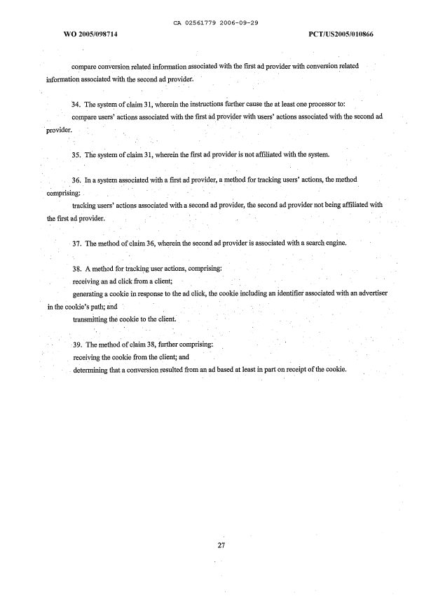 Document de brevet canadien 2561779. Revendications 20060929. Image 5 de 5