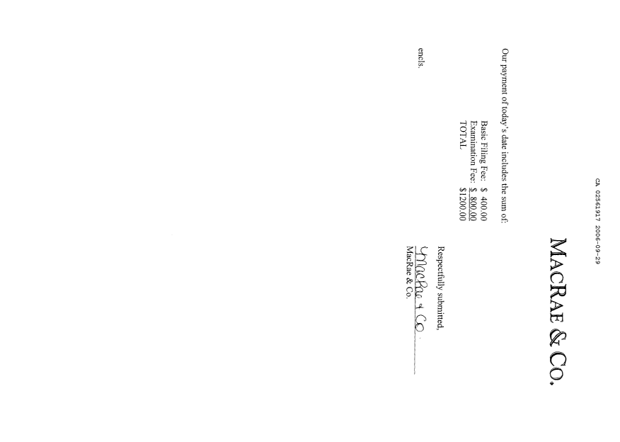 Canadian Patent Document 2561917. Prosecution-Amendment 20060929. Image 2 of 2