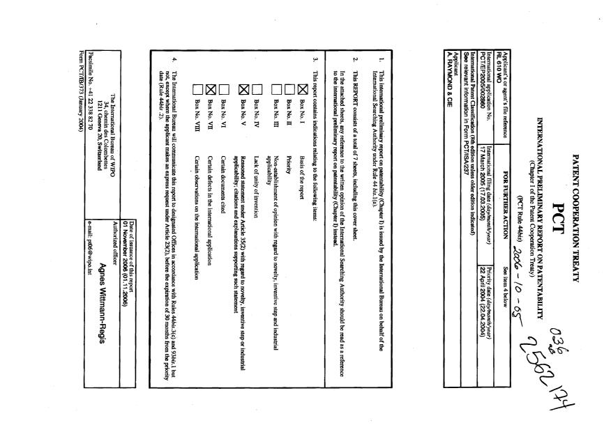 Document de brevet canadien 2562174. PCT 20061005. Image 1 de 7