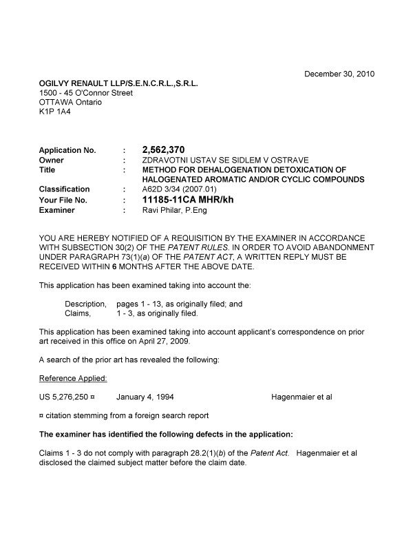Canadian Patent Document 2562370. Prosecution-Amendment 20101230. Image 1 of 2