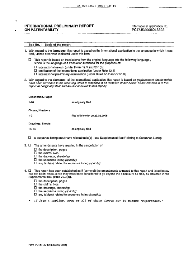 Document de brevet canadien 2563525. PCT 20061019. Image 2 de 7