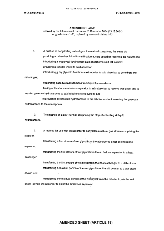 Document de brevet canadien 2563747. Revendications 20061018. Image 1 de 11