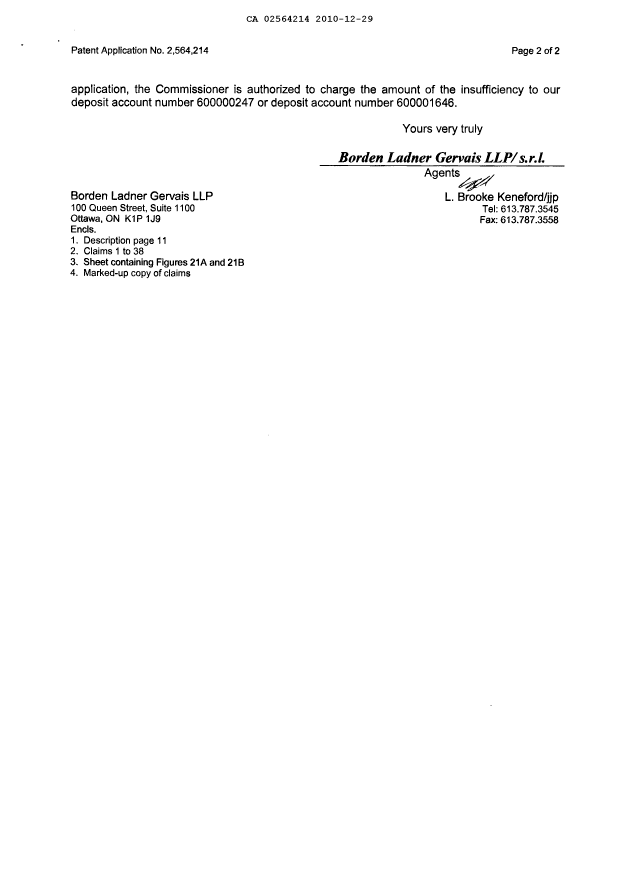 Canadian Patent Document 2564214. Prosecution-Amendment 20101229. Image 2 of 12