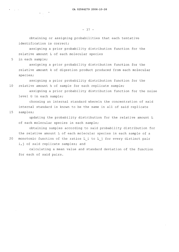 Document de brevet canadien 2564279. Revendications 20061027. Image 7 de 7