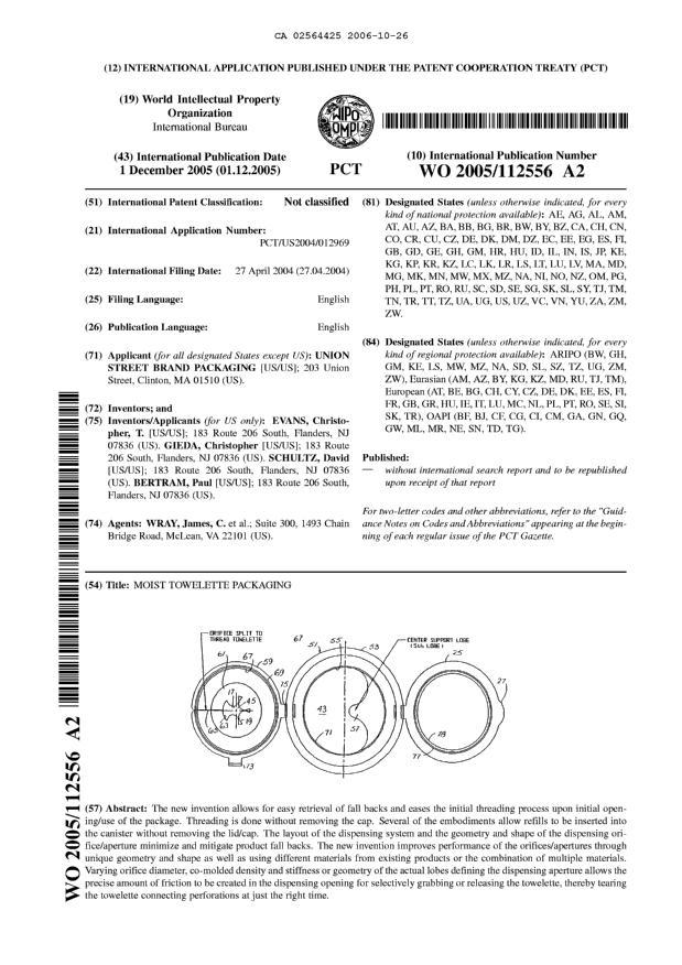 Document de brevet canadien 2564425. Abrégé 20061026. Image 1 de 1