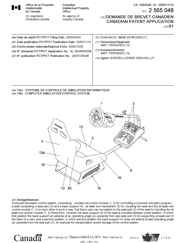 Canadian Patent Document 2565048. Cover Page 20070109. Image 1 of 1