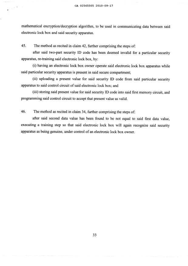Document de brevet canadien 2565505. Poursuite-Amendment 20100917. Image 16 de 16