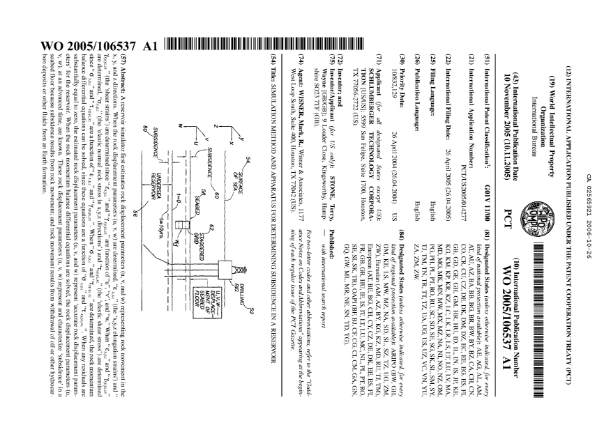 Document de brevet canadien 2565921. Abrégé 20061026. Image 1 de 1