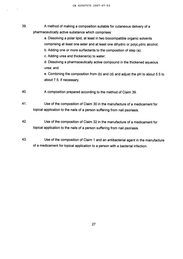 Document de brevet canadien 2567575. Poursuite-Amendment 20070703. Image 11 de 11