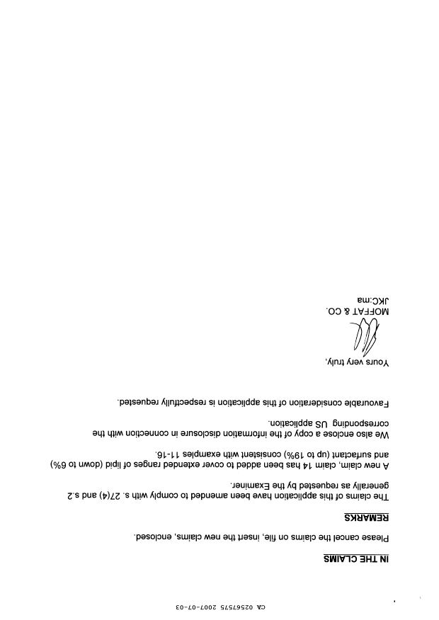 Canadian Patent Document 2567575. Prosecution-Amendment 20070703. Image 2 of 11