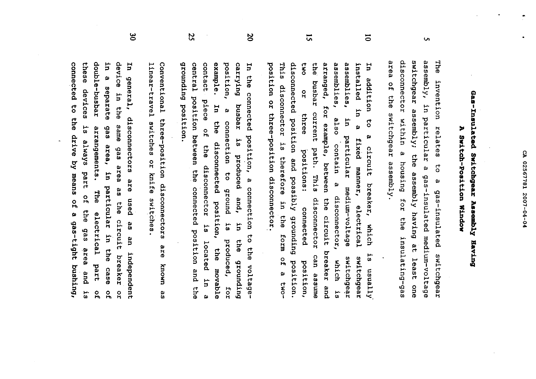 Document de brevet canadien 2567781. Description 20070404. Image 1 de 7