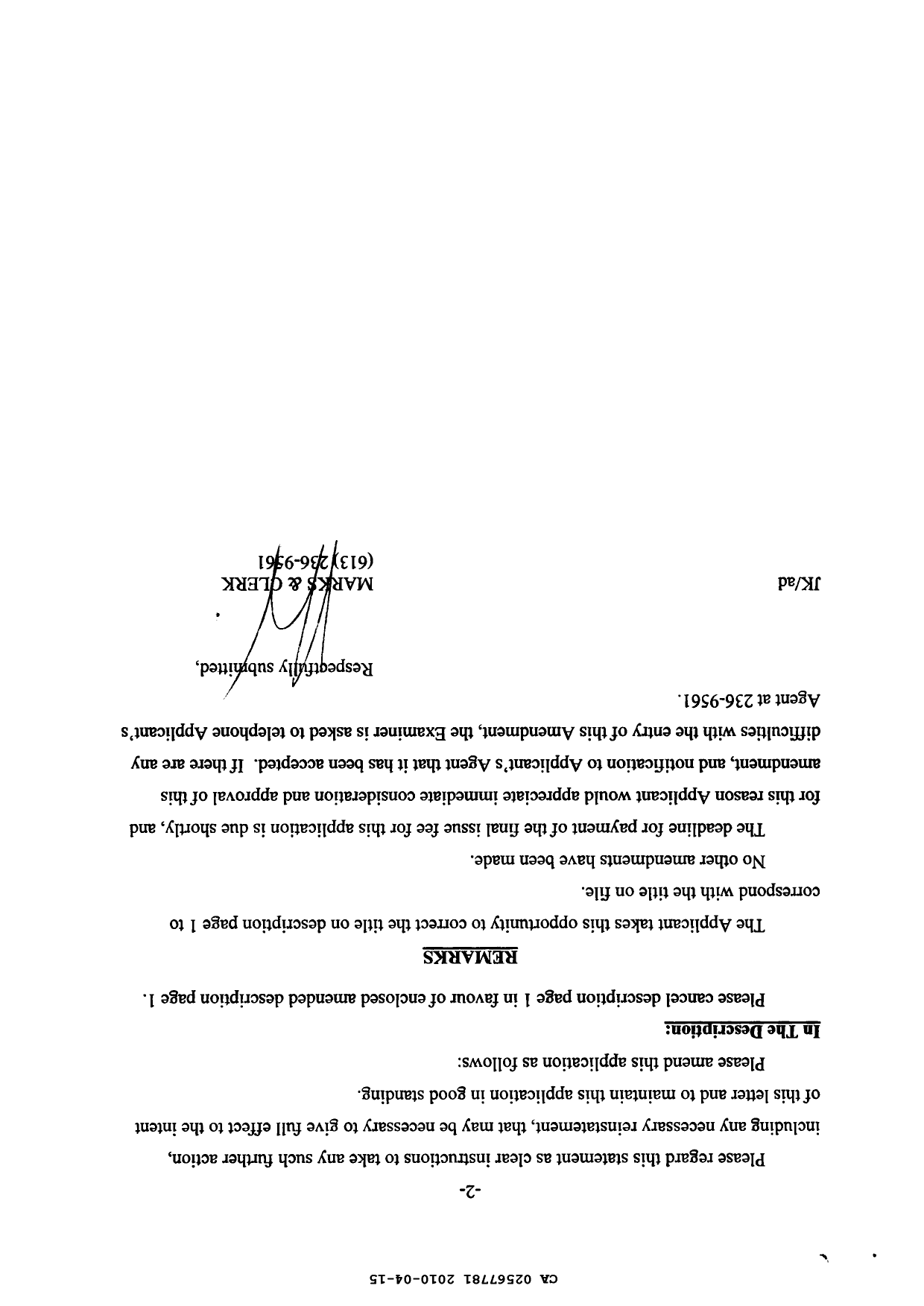Canadian Patent Document 2567781. Prosecution-Amendment 20091215. Image 2 of 3
