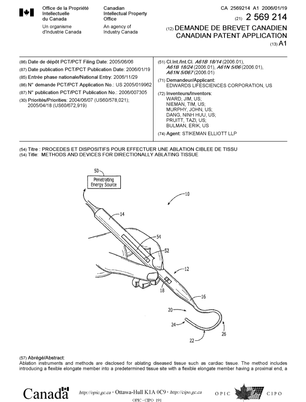 Document de brevet canadien 2569214. Page couverture 20070202. Image 1 de 2