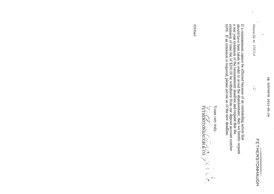 Canadian Patent Document 2570078. Correspondence 20130529. Image 2 of 2
