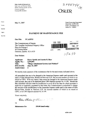 Document de brevet canadien 2570091. Taxes 20070531. Image 1 de 1