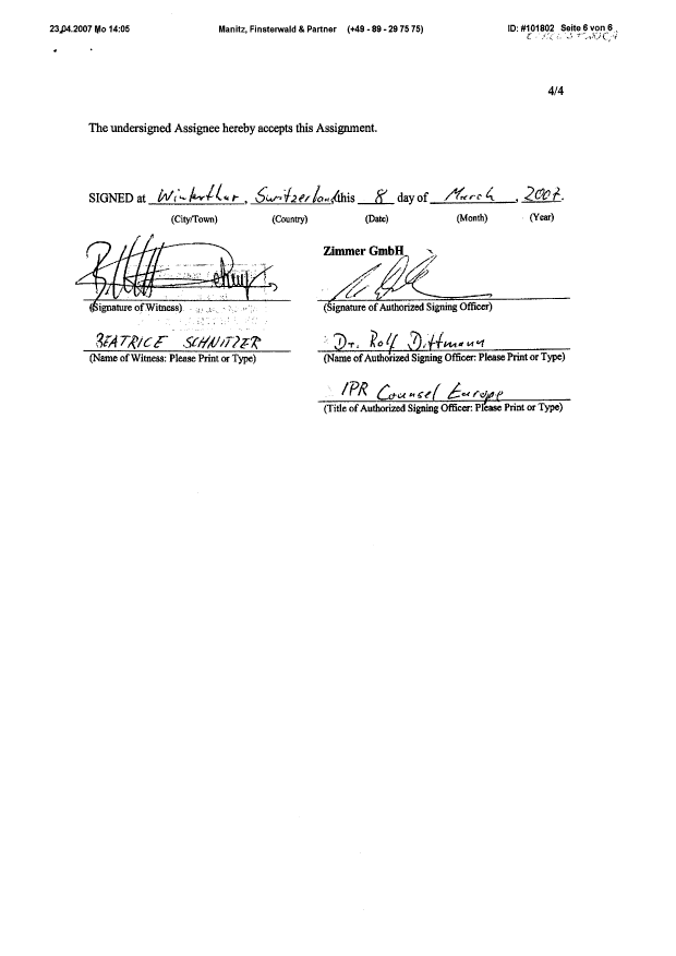 Document de brevet canadien 2570336. Cession 20070424. Image 6 de 6