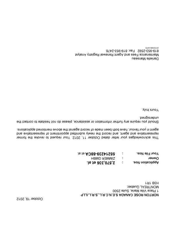 Canadian Patent Document 2570336. Correspondence 20121019. Image 1 of 2