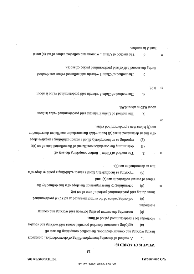 Document de brevet canadien 2570350. Revendications 20051215. Image 1 de 2