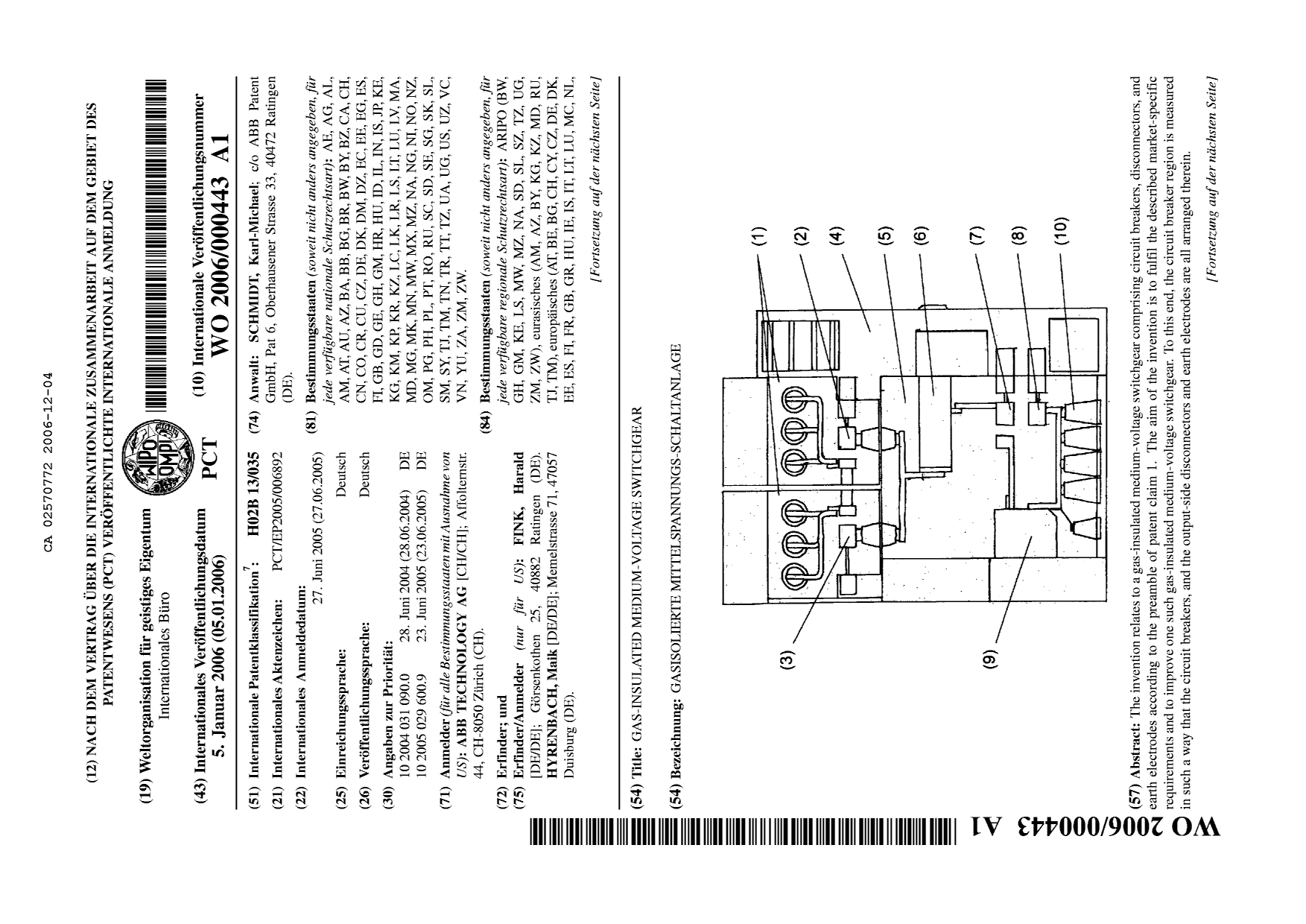 Document de brevet canadien 2570772. Abrégé 20051204. Image 1 de 2