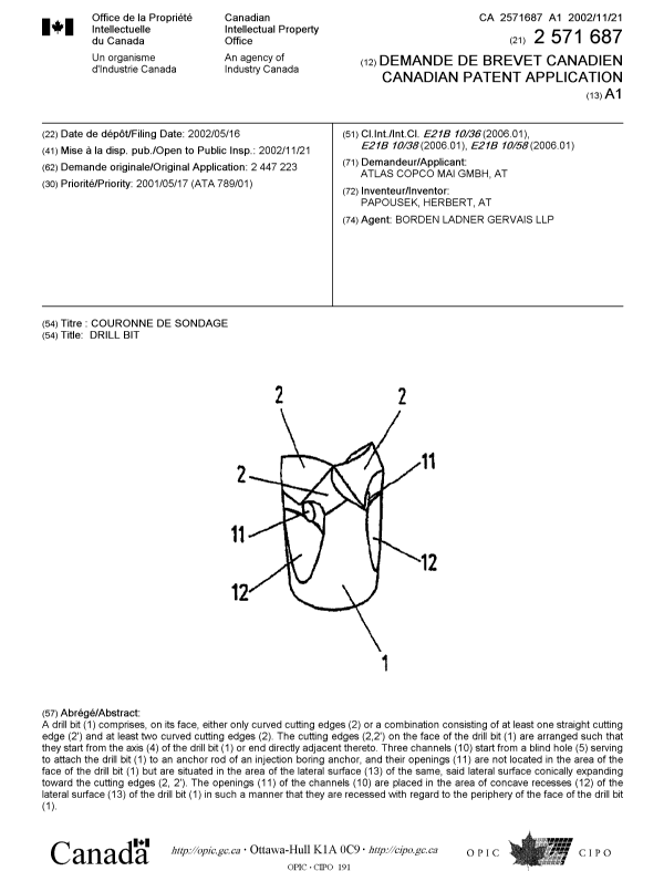 Document de brevet canadien 2571687. Page couverture 20070301. Image 1 de 1