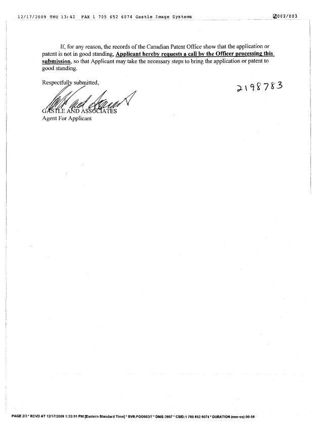 Document de brevet canadien 2572229. Taxes 20091217. Image 2 de 2