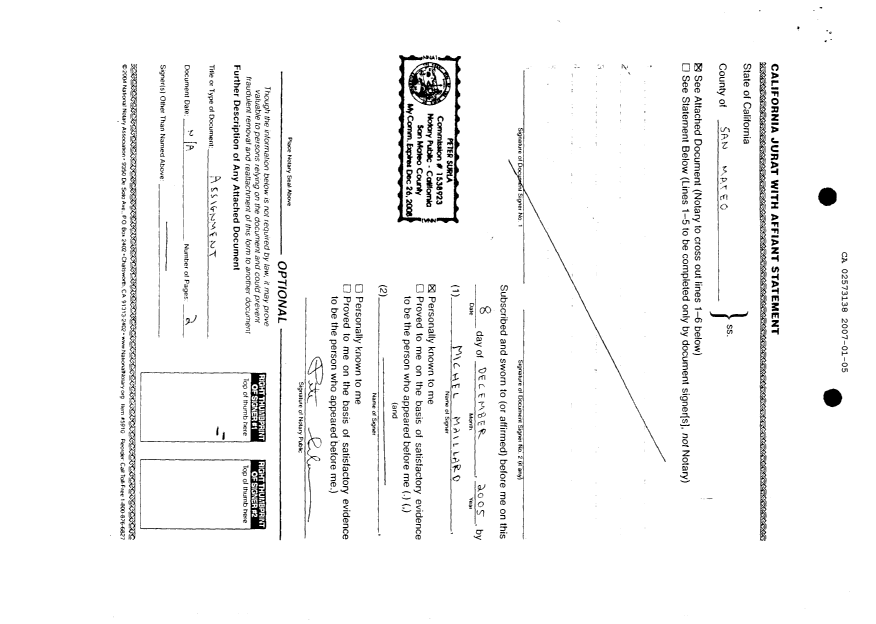 Canadian Patent Document 2573138. Assignment 20070105. Image 15 of 15