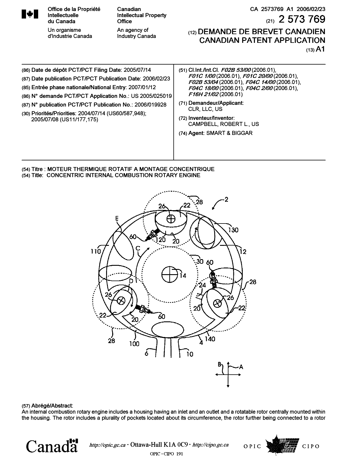 Document de brevet canadien 2573769. Page couverture 20070316. Image 1 de 2